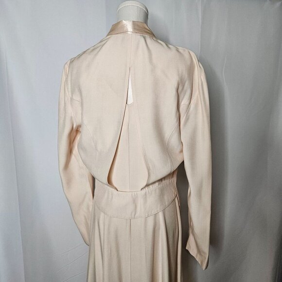 Vintage Wild Rose Small to Medium Cream Dress & Satin Jacket Set 90's Elegant - Picture 7 of 16